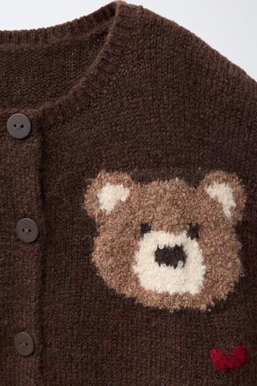 GILET EN MAILLE OURS ET CŒURS - Chocolat de Zara - Image 2