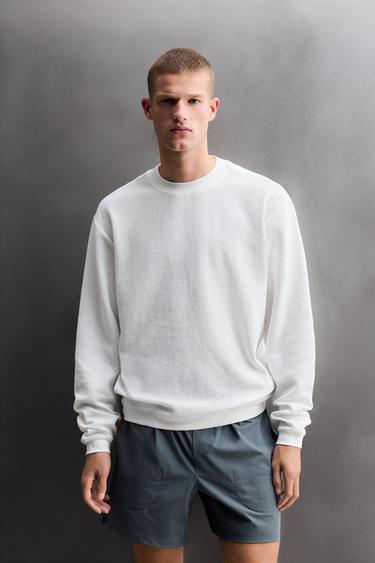 SUDADERA CREWNECK WAFFLE TRAINING - Blanco de Zara