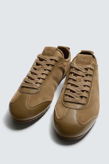 LEATHER TRAINERS - Brown by Zara - Image 4