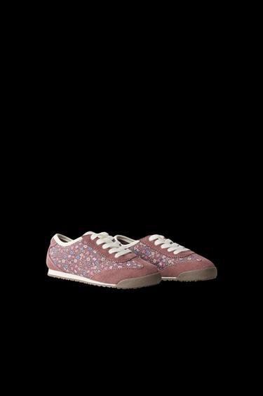 Zara FLOWER PRINT SNEAKERS - Brown