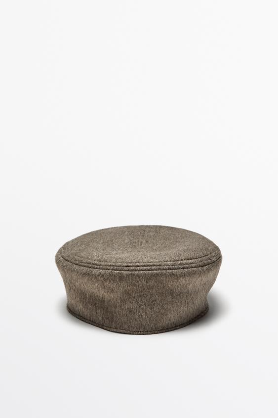 Zara Wool-blend beret - Dark khaki - Image 0