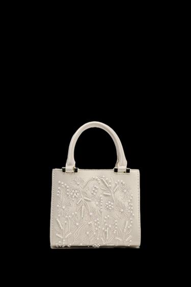 SATIN-EFFECT PEARL HANDBAG - Ecru by Zara - Image 0