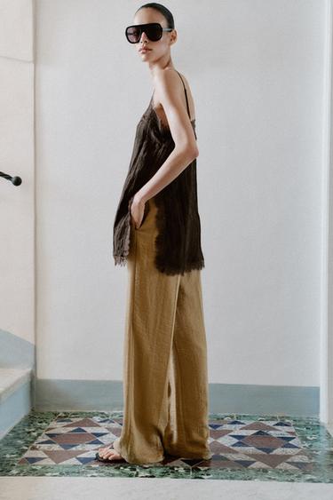 LACE-TRIMMED CAMISOLE TOP - Brown by Zara - Image 2