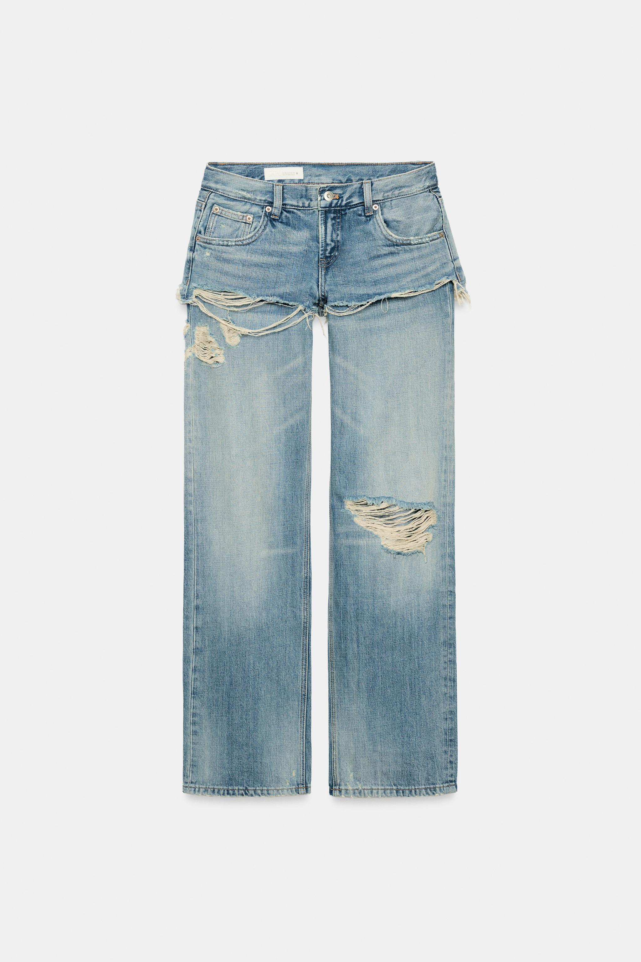 TRF LOW-RISE STRAIGHT JEANS WITH DOUBLE-LAYER EFFECT