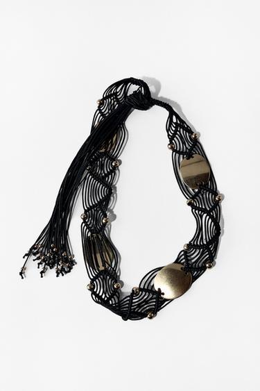 BEADED CORD BELT - Black by Zara