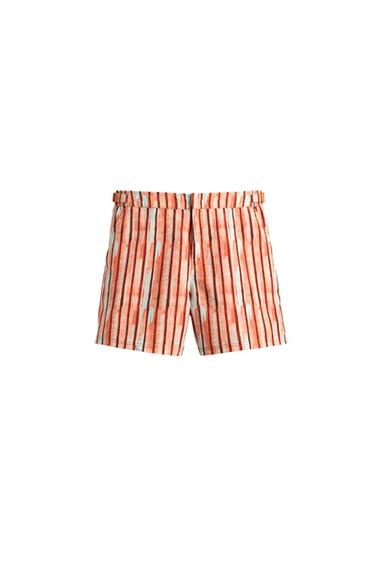 BAÑADOR MEDIO RAYAS - Naranja de Zara