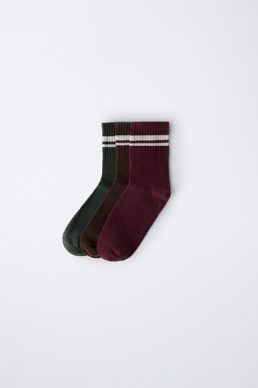 3-PACK OF LONG SOCKS WITH STRIPES - Brown by Zara - Image 0