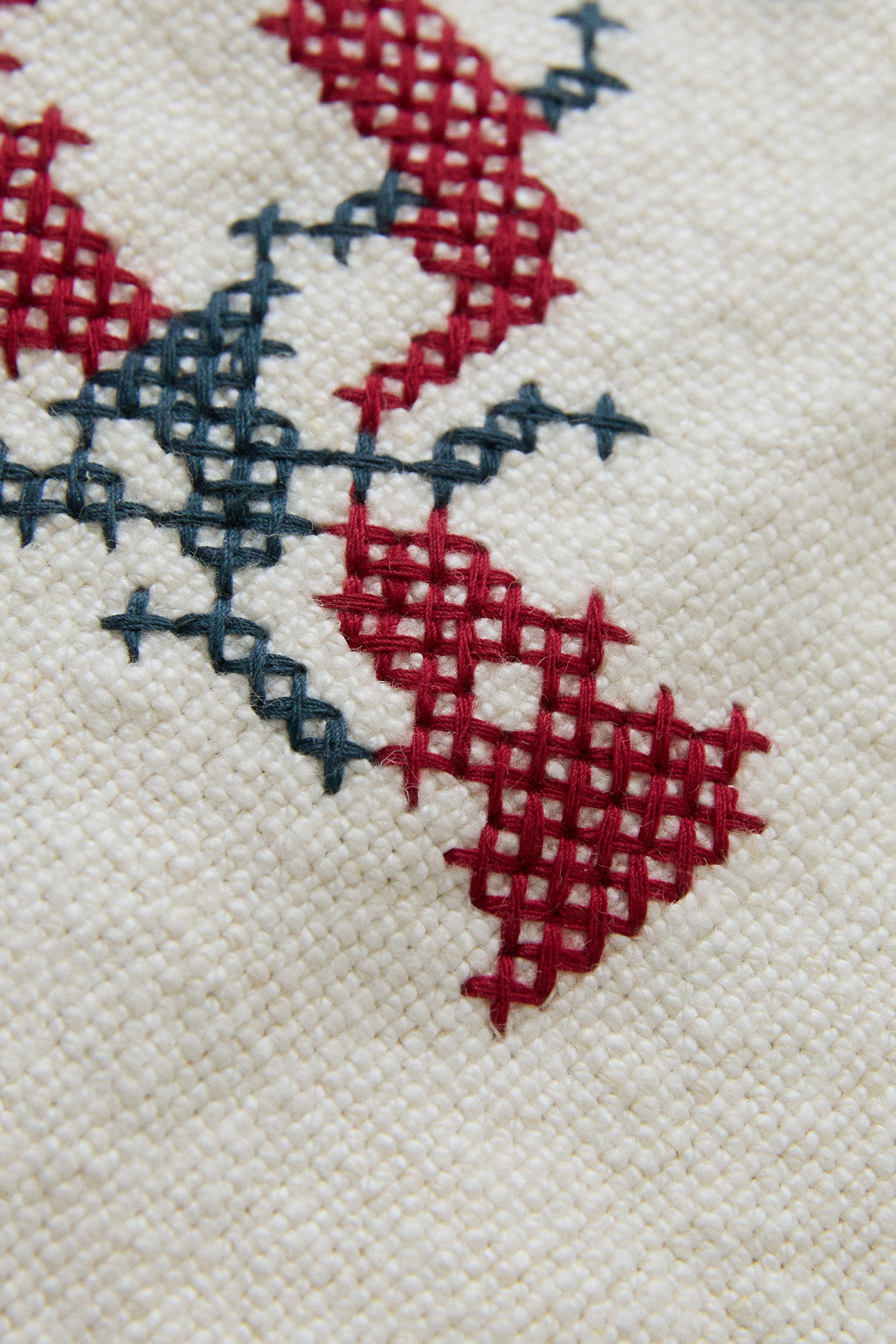 LETTER P EMBROIDERED LINEN CUSHION