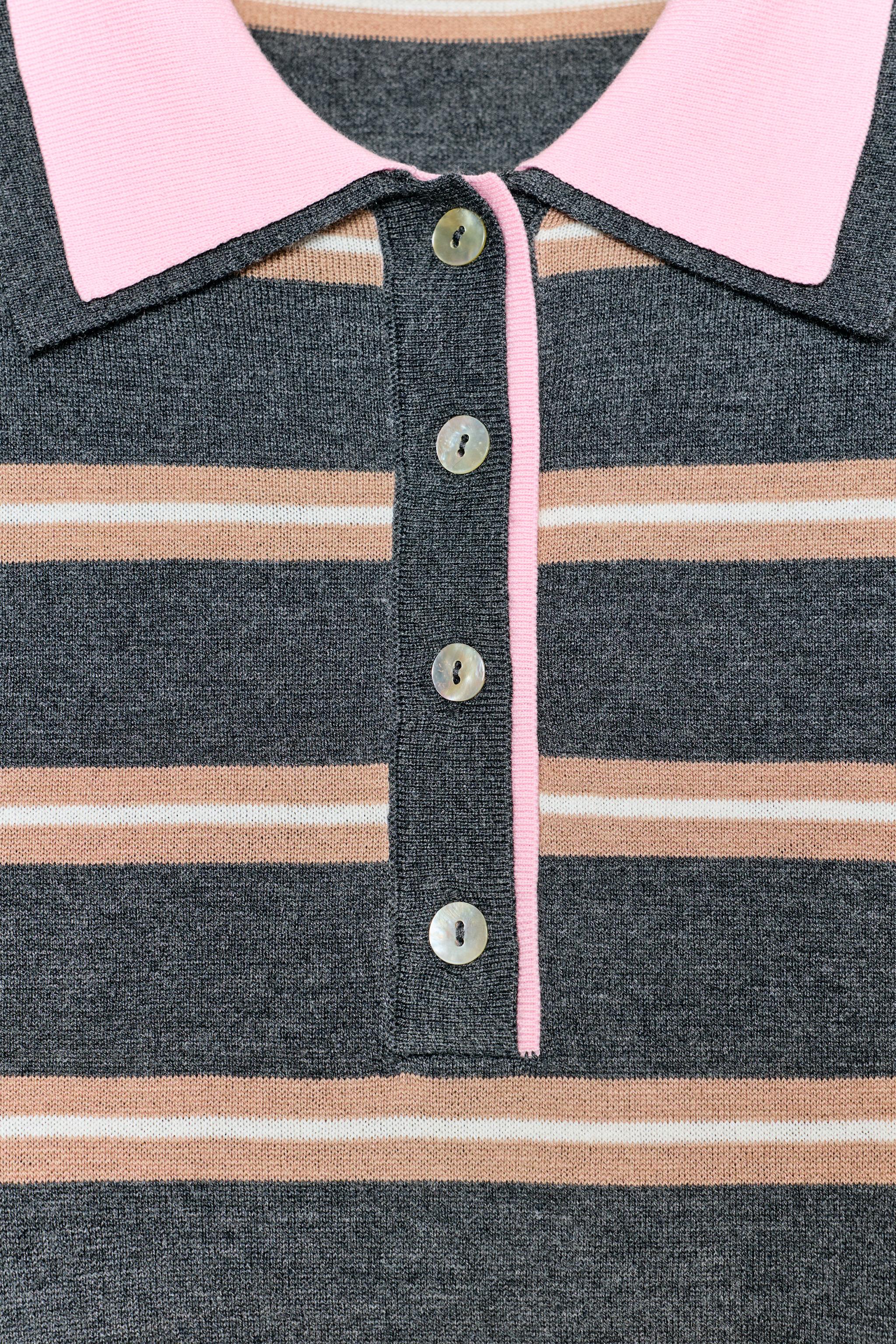 STRIPED COMBINED KNIT POLO SHIRT