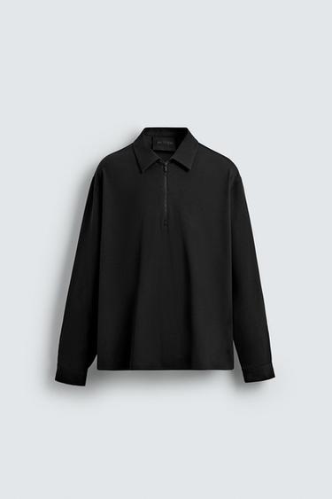 CAMISA POLO CON VISCOSA - Negro de Zara