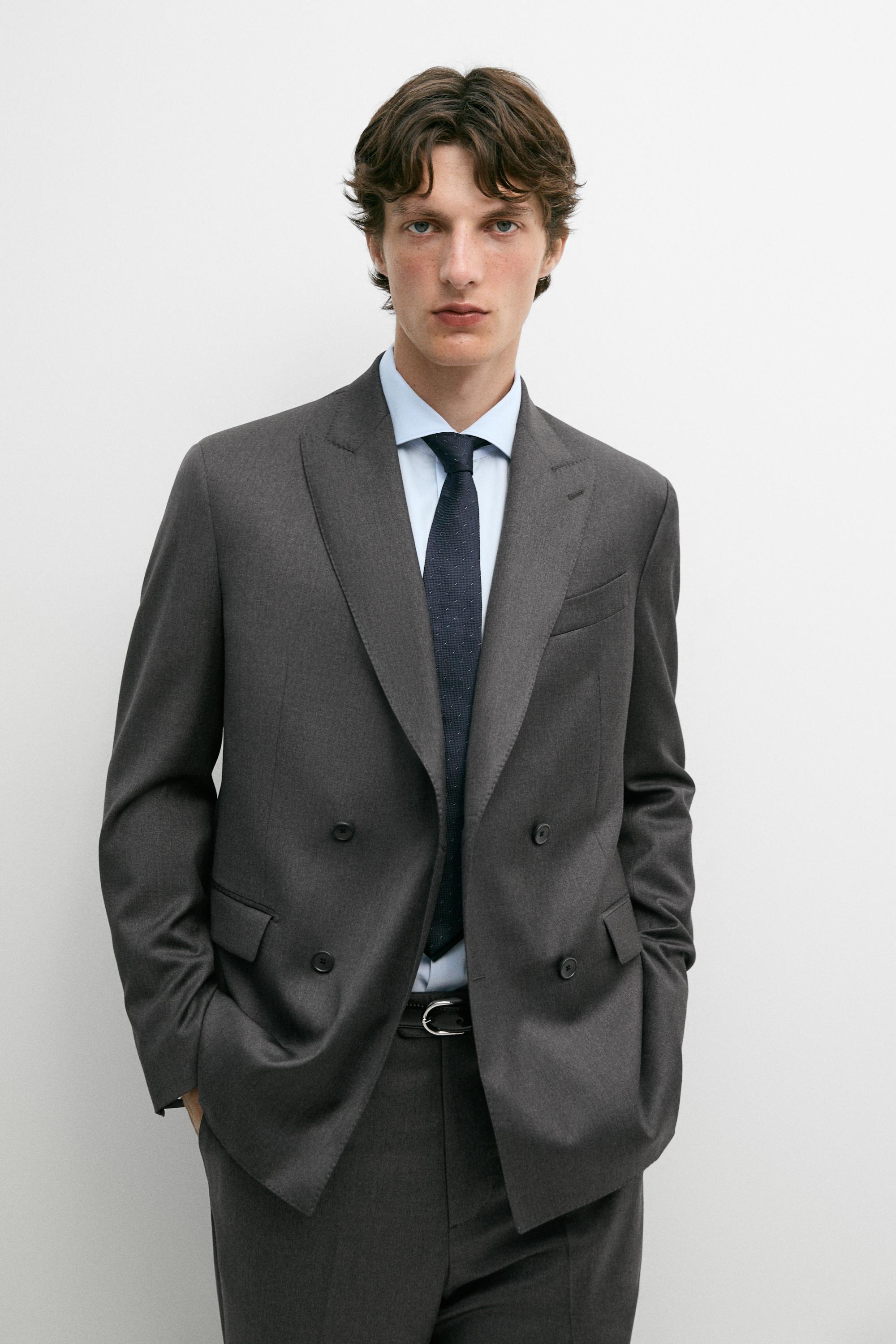 Blazer de costume croisé 100 % laine froide
