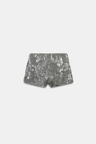 SHORT MINI PAILLETTES - Argent de Zara - Image 4