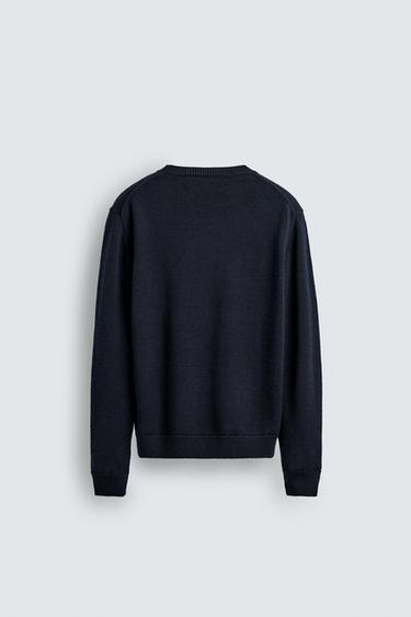 PULL LÉGER EN LAINE - Bleu marine foncé de Zara - Image 7