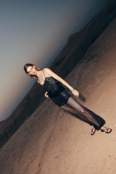 PANTALÓN BOMBACHO LENTEJUELAS ZW COLLECTION - Negro de Zara