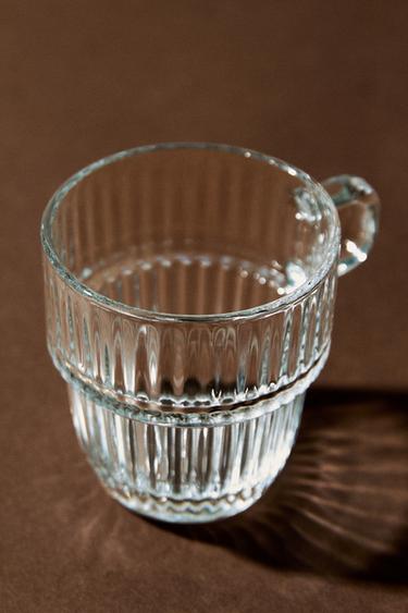 Zara GLASS CUP WITH RAISED DESIGN - 990