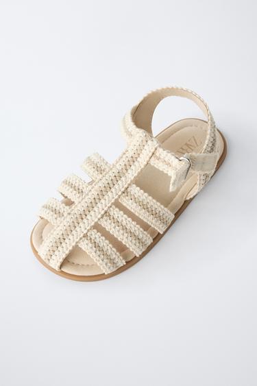 SANDALES PÊCHEUR PLAGE À BRIDES EN COTON - Blanc écru de Zara - Image 4
