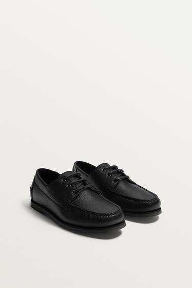 ZAPATO NÁUTICO PIEL - Negro de Zara