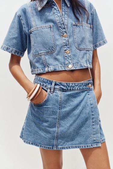 Z1975 WRAP DENIM SKORT - Mid-blue by Zara
