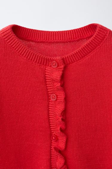 GILET EN MAILLE À PETIT VOLANT - Rouge de Zara - Image 2