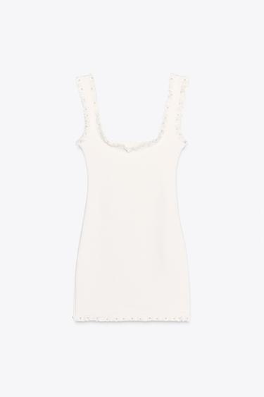 SHORT DRESS WITH TRIM - Oyster-white by Zara - Image 5