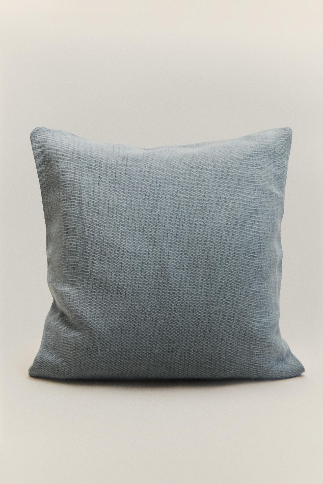 JUTE AND COTTON CUSHION COVER — Light blue