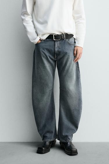 リラックスバレルフィットデニムパンツブルー/グリーンZaraのリラックスバレルフィットデニムパンツ - ブルー/グリーン 