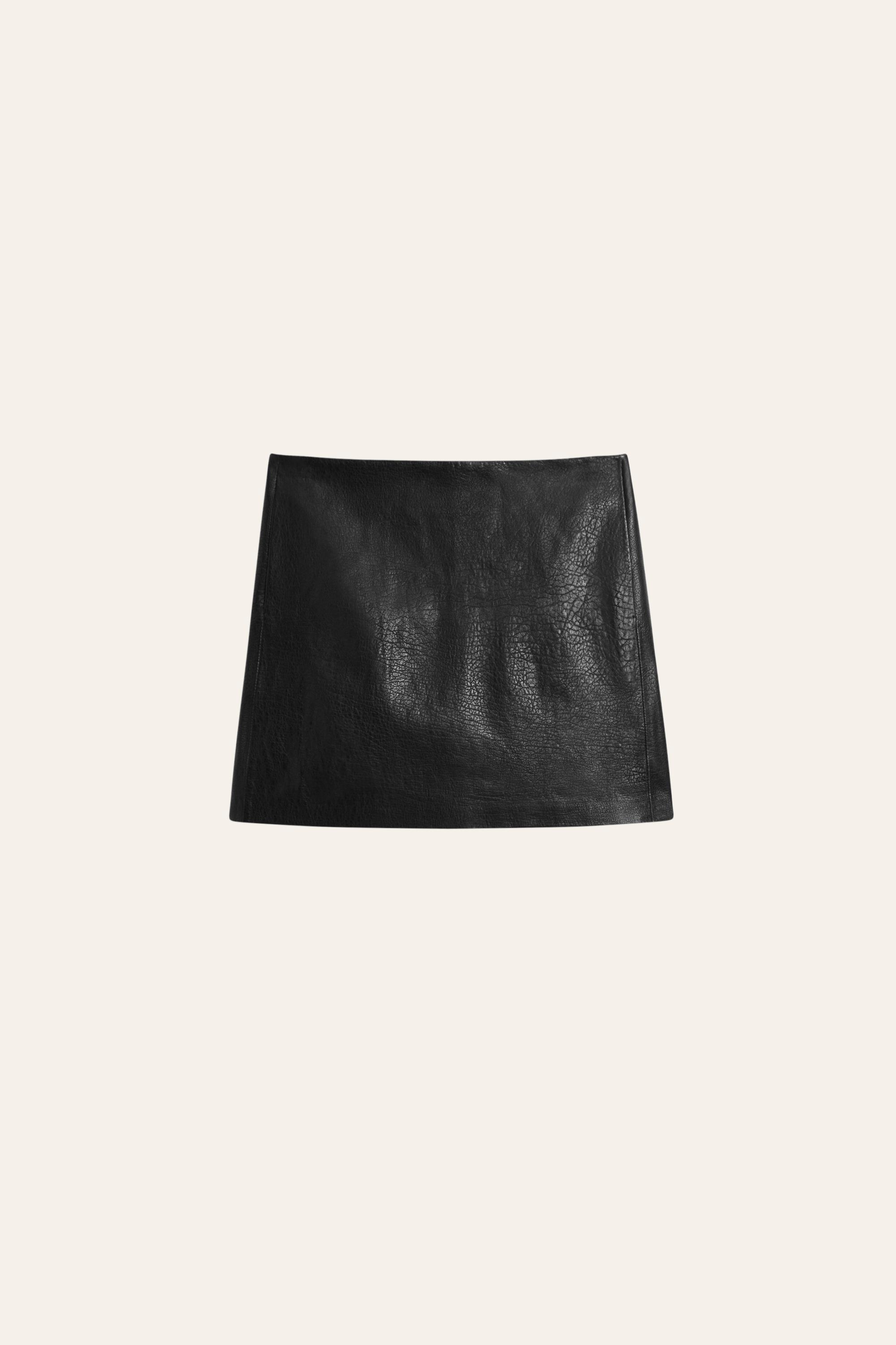 Nappa leather mini skirt — Black