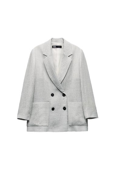 LINEN BLEND CREASED-EFFECT BLAZER
