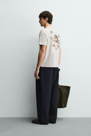CONTRAST PRINT T-SHIRT - Grey marl by Zara - Image 3