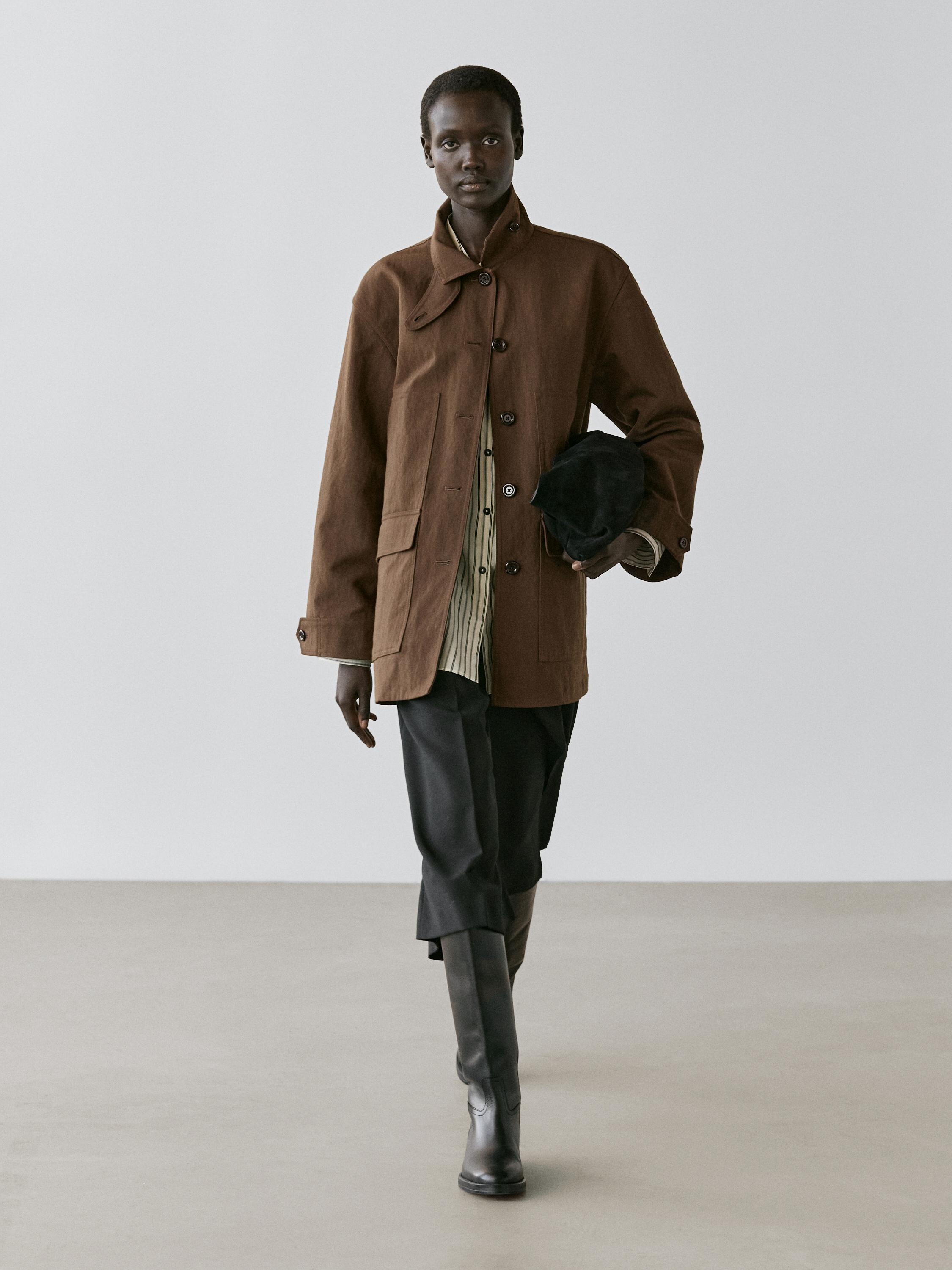 Cotton blend jacket with pockets