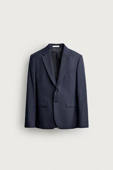 REGULAR FIT WOOL BLEND SUIT BLAZER - Navy blue by Zara - Image 0