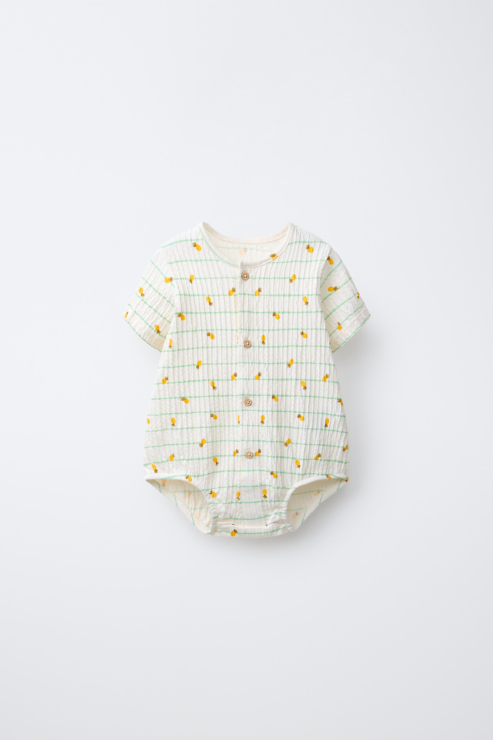 PINEAPPLE AND STRIPED PRINT ROMPER