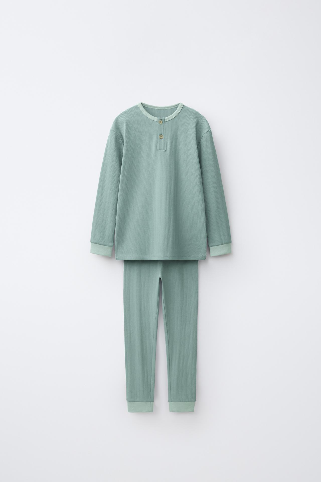 2-6 YEARS / PLAIN TEXTURED PYJAMAS — Green
