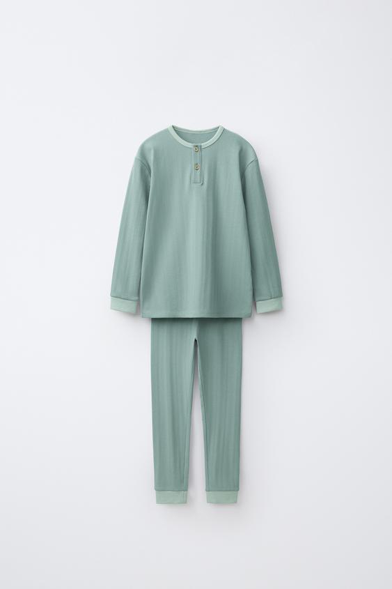 2-6 YEARS PLAIN TEXTURED PYJAMAS - Green by Zara - Image 0
