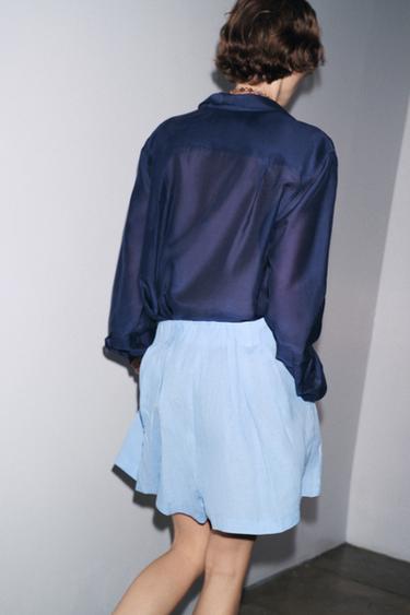 ZW COLLECTION SILK SHIRT - Ink blue by Zara - Image 2