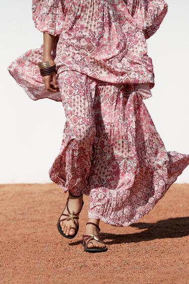Zara LONG PRINTED SKIRT - Multicolored