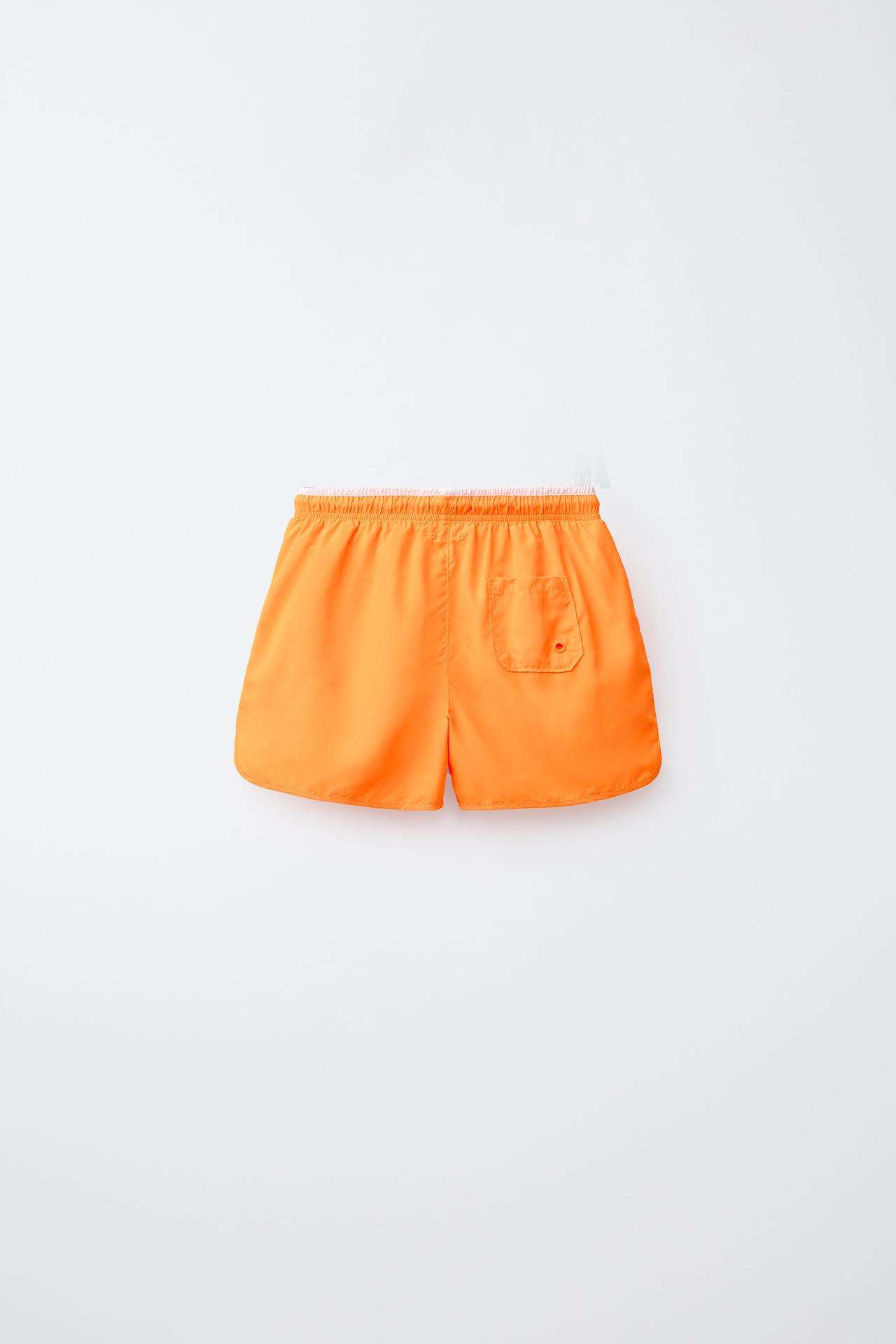 QUICK-DRY SWIM SHORTS (AGES 6-14) — Neon orange