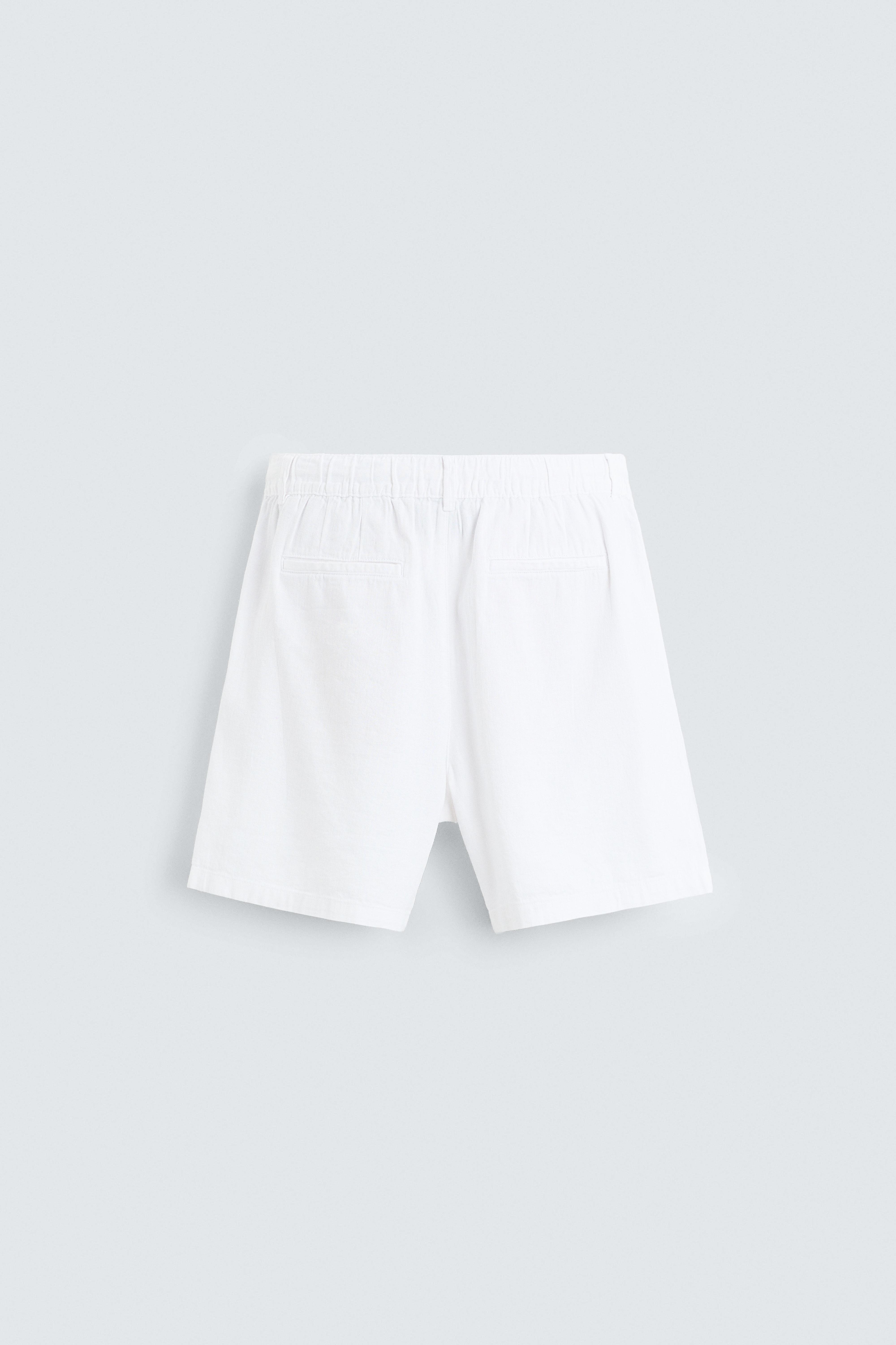 REGULAR FIT LINEN COTTON SHORTS