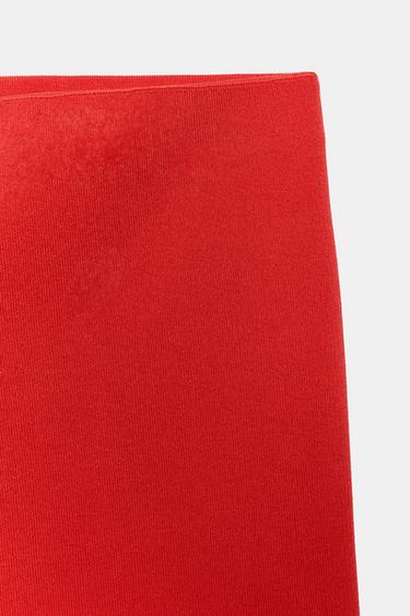 PANTALON ÉVASÉ EN MAILLE - Corail rouge de Zara - Image 3