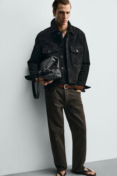 CROPPED SUEDE LEATHER JACKET - Black by Zara - Image 5