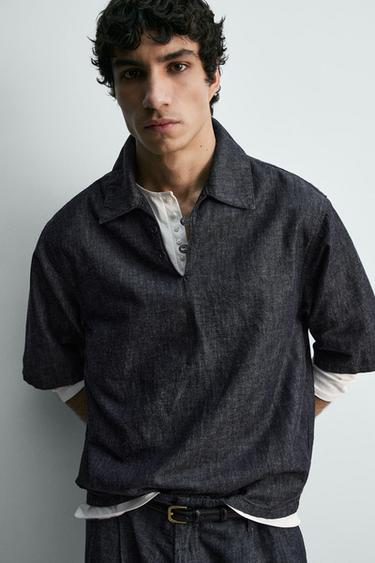 CHEMISE POLO EN DENIM COUPE DÉCONTRACTÉE - Bleu / Indigo de Zara - Image 5