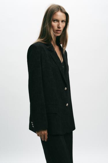 BLAZER JACQUARD ÉPAULETTES - Noir de Zara - Image 3