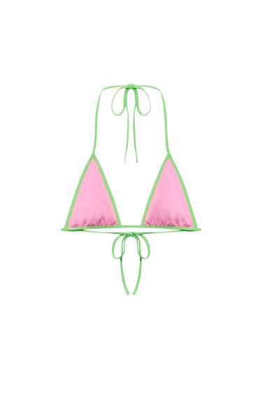 HAUT DE BIKINI TRIANGULAIRE CONTRASTÉ - Rose de Zara