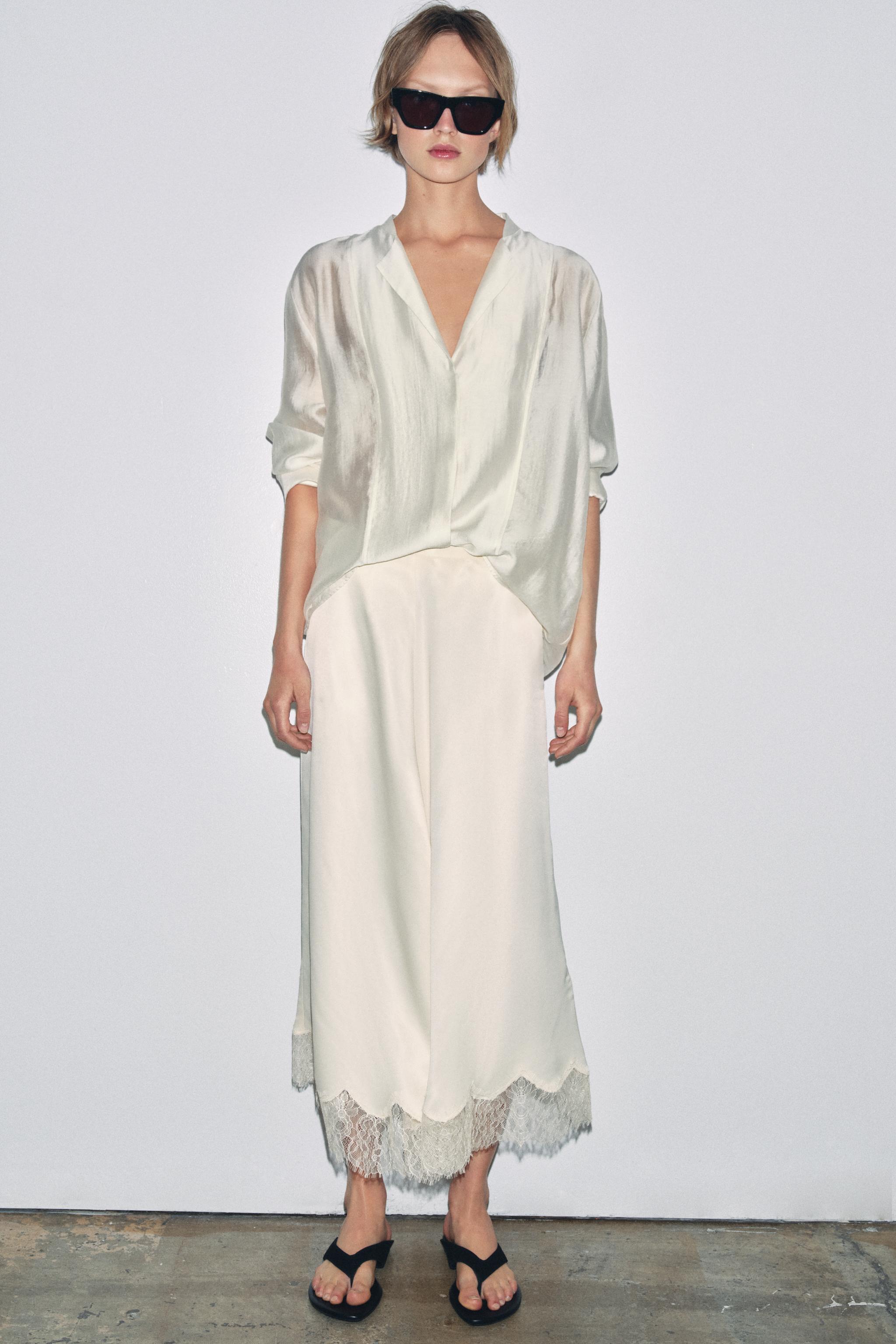 SATIN EFFECT LACE SKIRT ZW COLLECTION