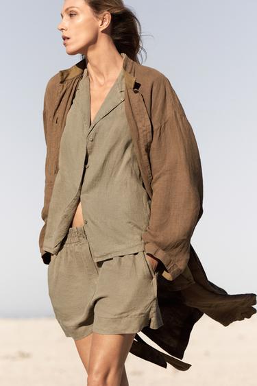 CAMISA DE LLI 100% ZW COLLECTION - Gris talp de Zara
