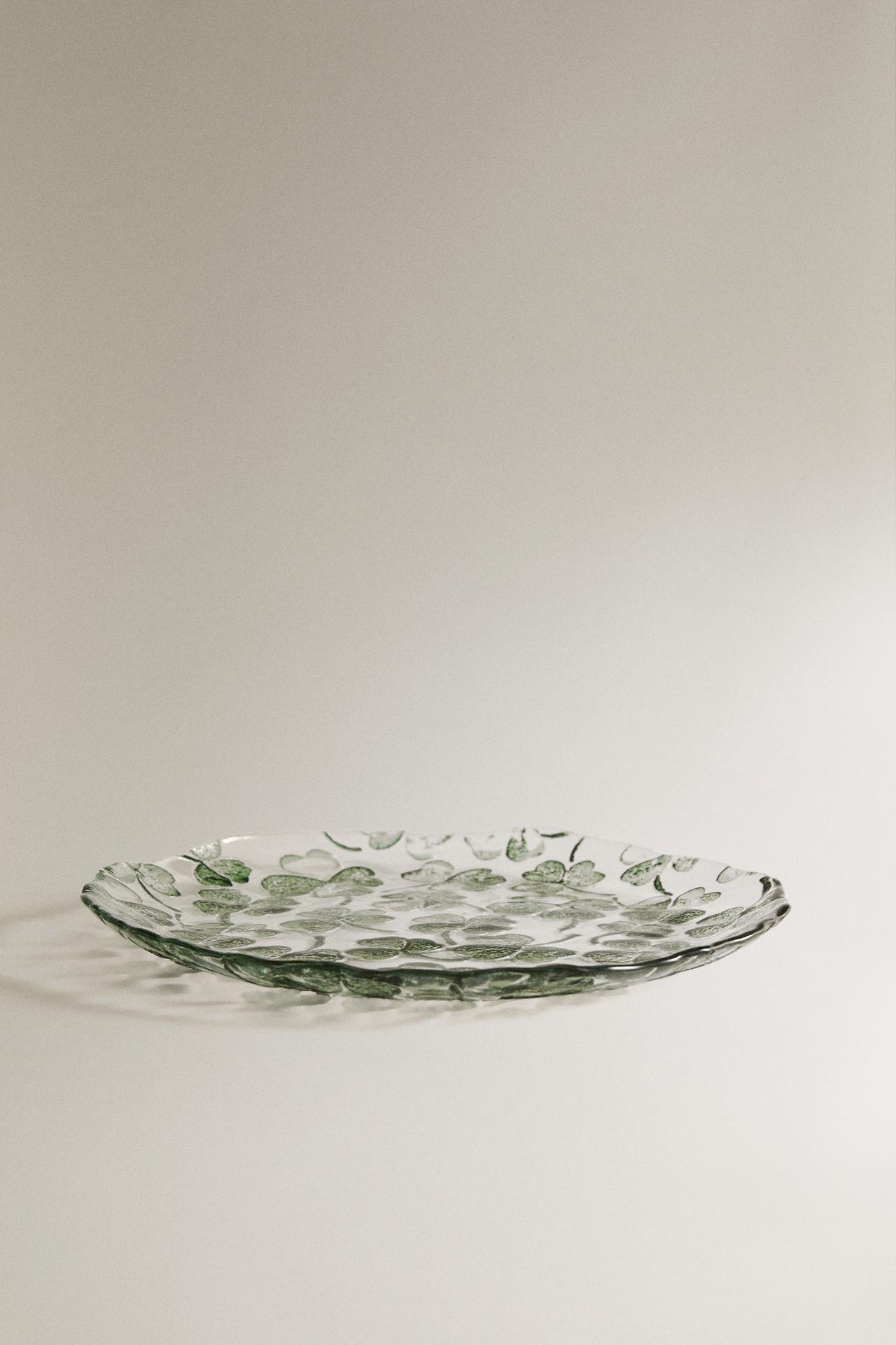 CLOVER GLASS DESSERT PLATE — Green