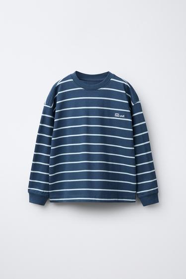 TRIČKO HEAVY WEIGHT S PROUŽKY - Modré od Zara