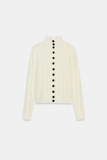 ケーブルニットカーディガンエクリュZaraのケーブルニットカーディガン - エクリュ 