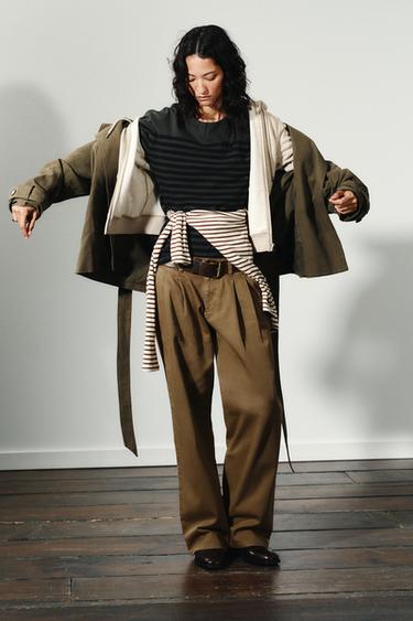 Zara Kahverengi - DÜŞÜK BEL CHINO PANTOLON