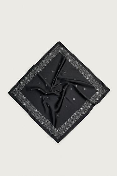 BANDANA SATINADA ESTAMPADO GEOMÉTRICO - Negro de Zara - Imagen 0
